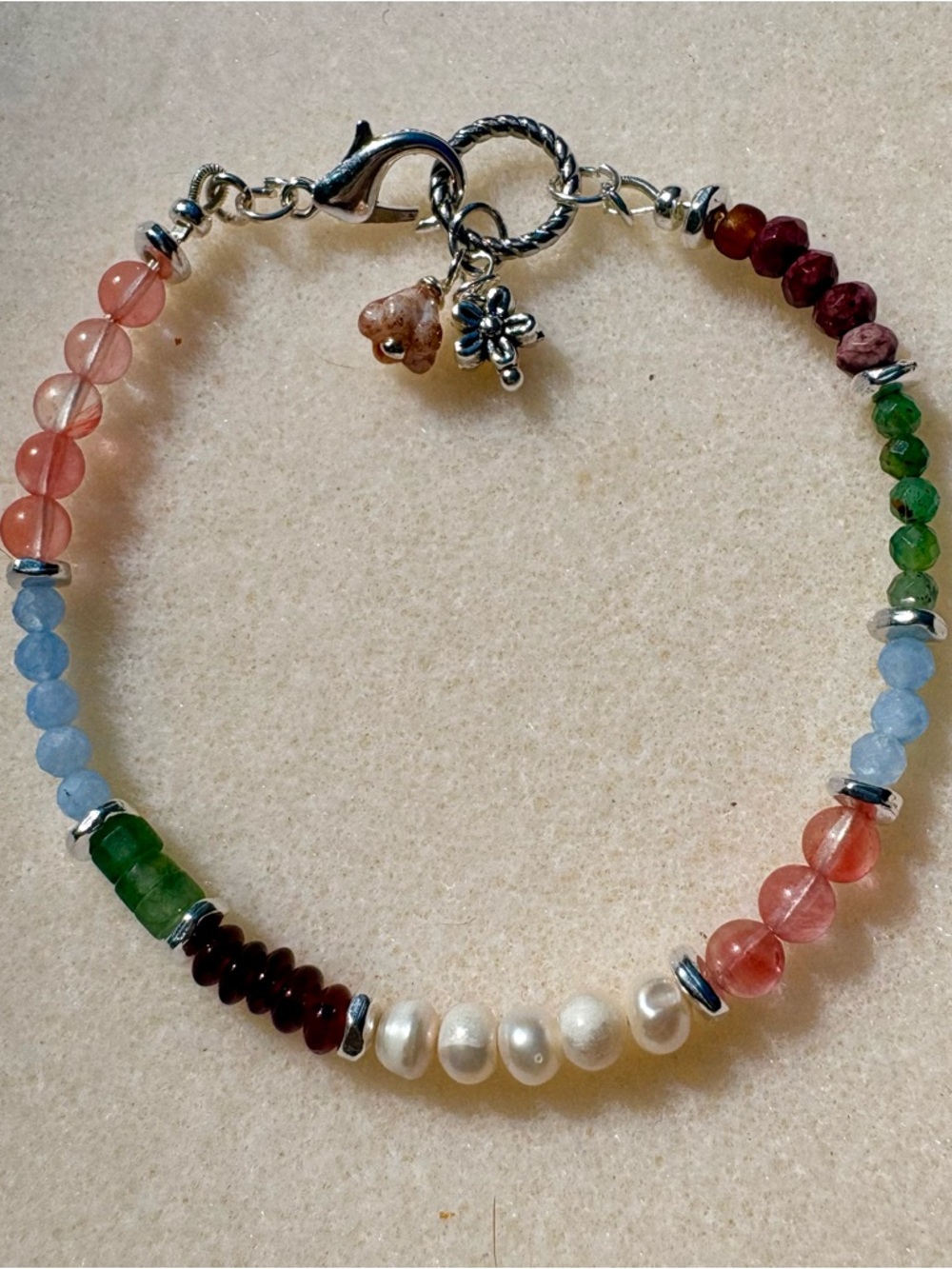 Multiple color gemstone bracelet